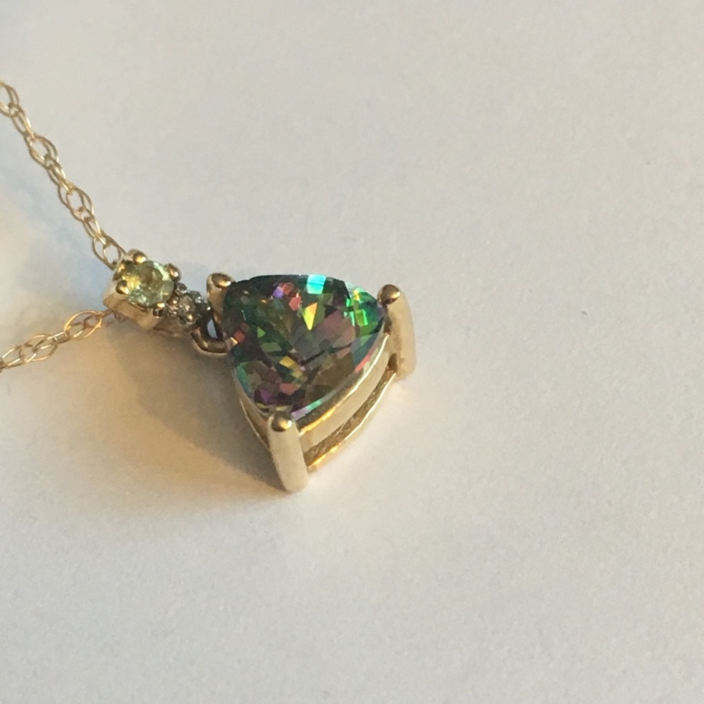 Topaz & Peridot 10k gold necklace / earring set
